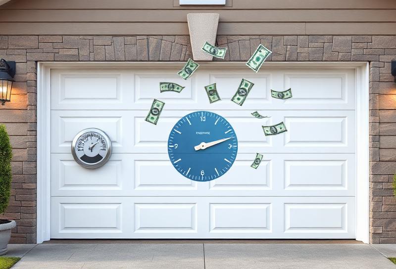 Insulated garage door energy savings concept